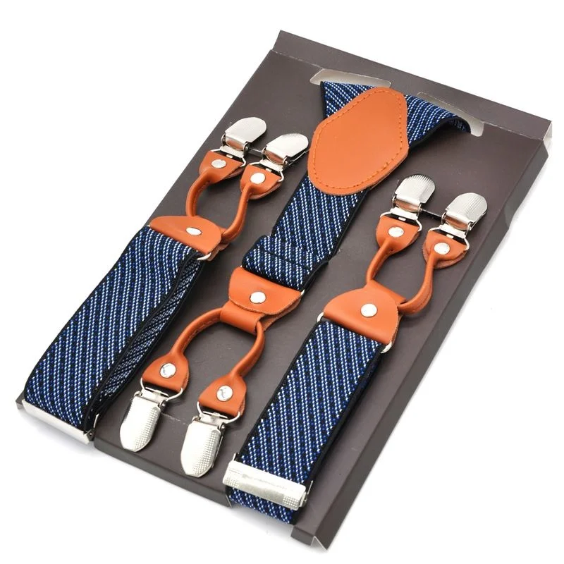 

Suspenders Men's Braces Leather Mens Trouser Clips-end Adult Suspensorio 3.5*120CM