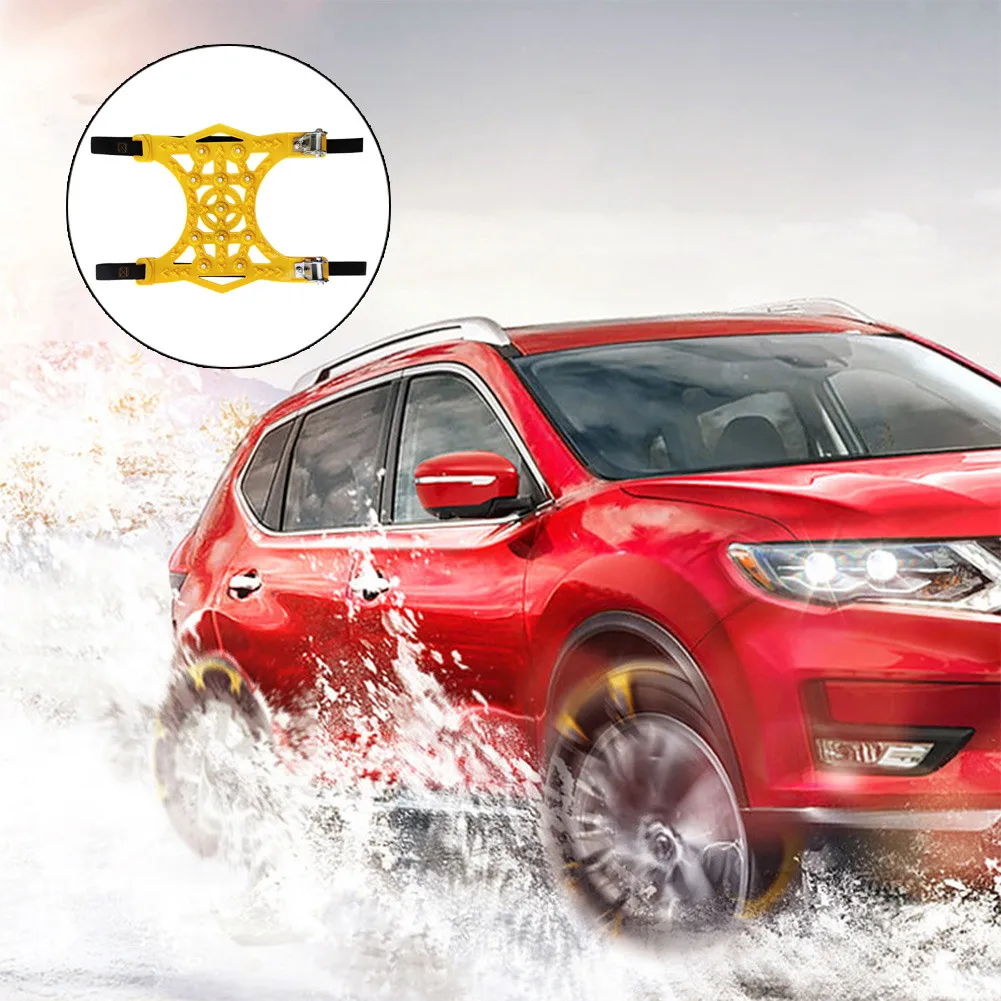 

6X Yellow Car Tire Snow Chain Winter Snow Tire Anti-skid SUV General Car Wash Maintenance Automobile Snow Chains Beef Tendon