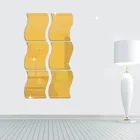 6 шт., зеркальные самоклеящиеся наклейки для стен, в форме волн