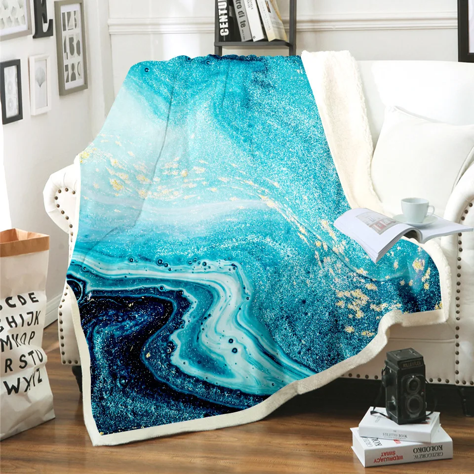

New Marbling 3D Printed Velvet Plush Blanket Bedspread for Children and Girls Sherpa Blanket Sofa Cover Travel