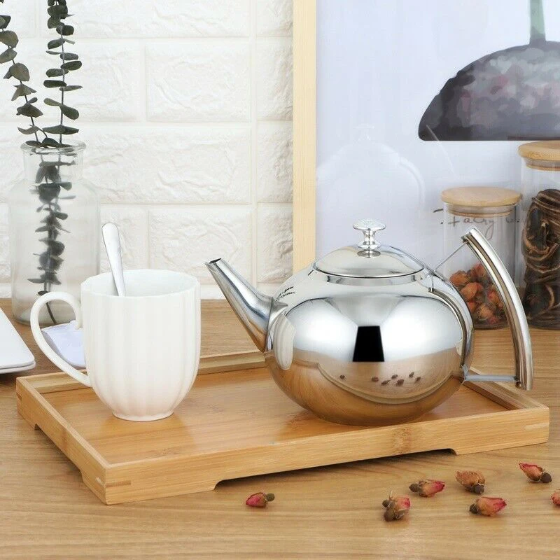 

1/1.5/2L Stainless Steel Teapot Heat Resistant Square Glass Teapot With Tea Infuser Filter Herbal Flower Tea Leaf Pot