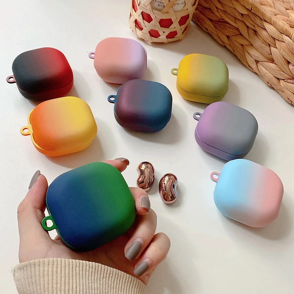 

Постепенный цветной чехол для наушников Samsung Galaxy Buds Live, жесткие пластиковые Матовые Защитные чехлы для Bluetooth гарнитуры и зарядки