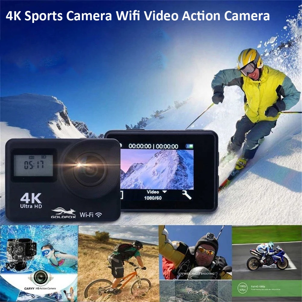 Купить Продукт 4K Dual Screen DV WIFI 170D Remote Control Outdoor Waterproof Sports Pro Cam HD Camera DV Helmet Diving Camer