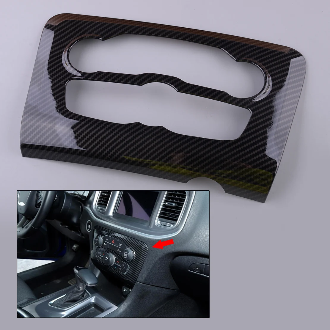 

ABS Carbon Fiber Style Black Central Control A/C Panel Cover Tirm Fit For Dodge Charger 2015 2016 2017 2018 2019 2020