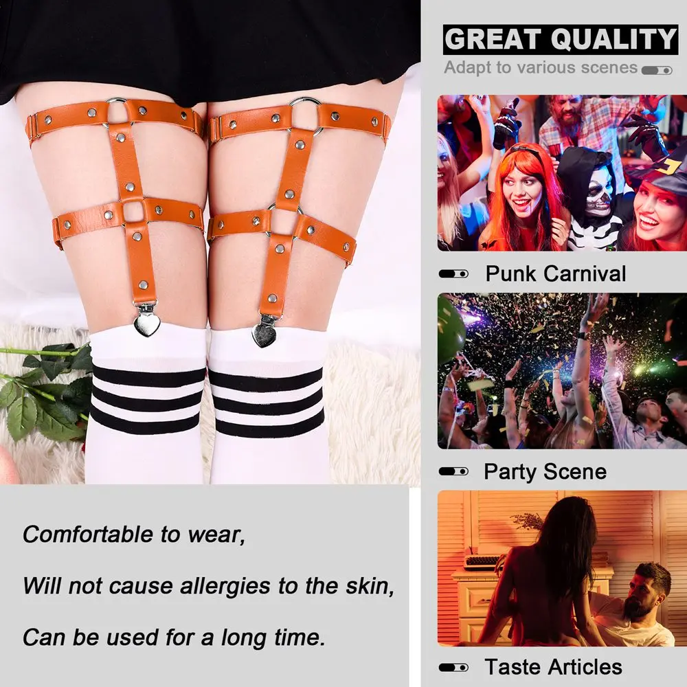 Женская портупея в стиле панк 2 шт. кожаные эластичные подтяжки форме сердца