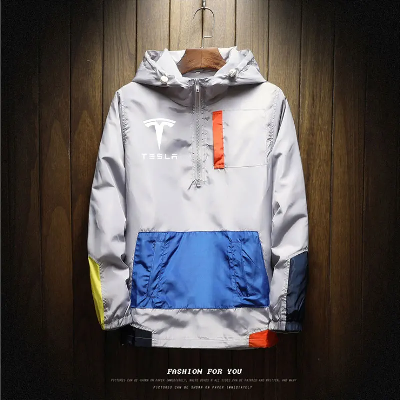 

2021 Spring new hot sale hooded men's woman jacket casual windbreaker zipper thin fashion Patchwork section hooded jacket men