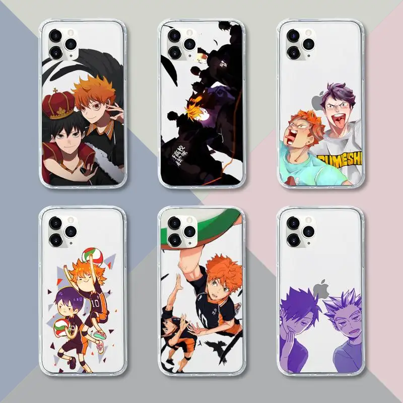 

Japan Anime Oya Haikyuu Phone Case Transparent For iPhone 12 11 pro mini XS XR X max 5 6 s 7 8 plus Soft TPU Clear Mobile bags