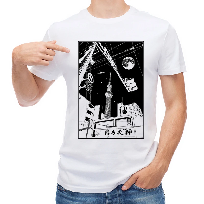 

TEEHUB Funny Night in Tokyo Printed Men T Shirt Fashion Urban Casual T-shirt Short Sleeve O-Neck Tops Cool Tees