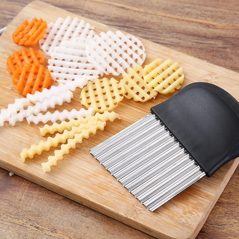 

Wavy French Fries Cutter Stainless Steel Potato Slicer Vegetable Chopper Veggie Slicer Durable Kitchen Gadgets Cutter