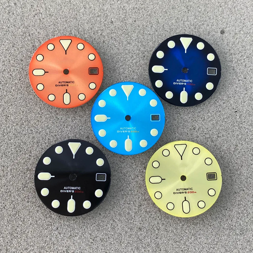 Enameled Black Dial watch accessories skx007 Skx009  abalone universal modified NH35 Movement Sunburst dial 28.5mm watch mod