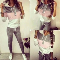 womens outfit tracksuit patchwork two piece set women sportwear trouser suits female fitness set hoodie training suits