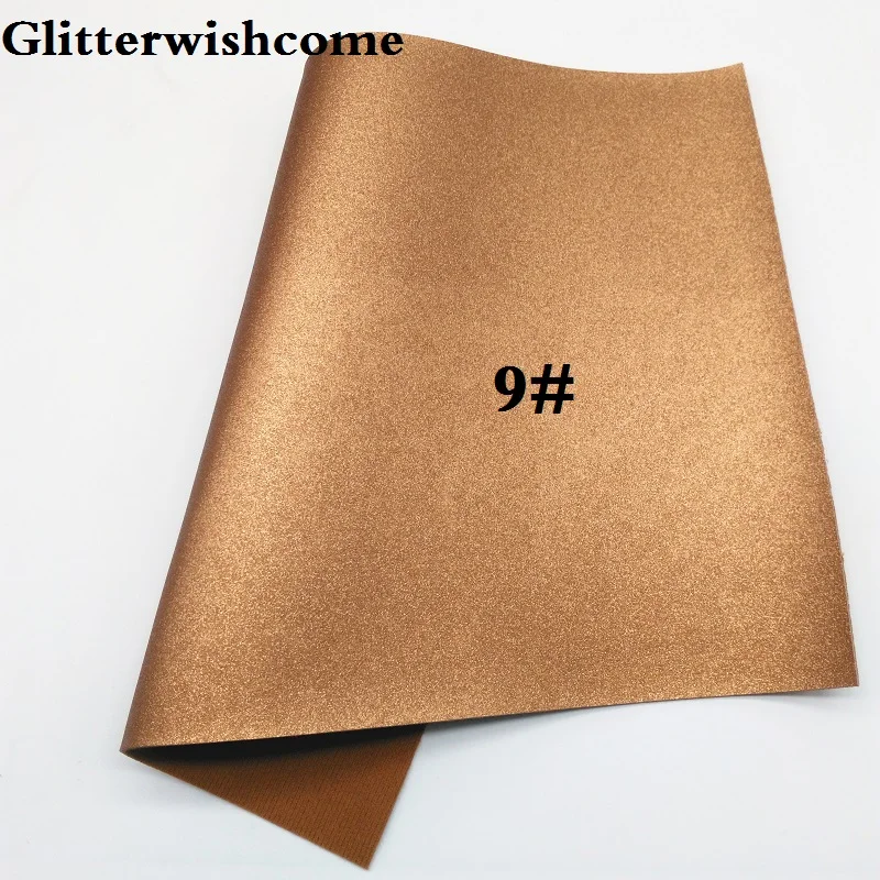 9 Glitterwishcome 30X134CM Mini Roll Sparkle Synthetic Leather, Metallic Leather, Faux PU Leather fabric Vinyl for Bows, GM051 - Цвет: 9