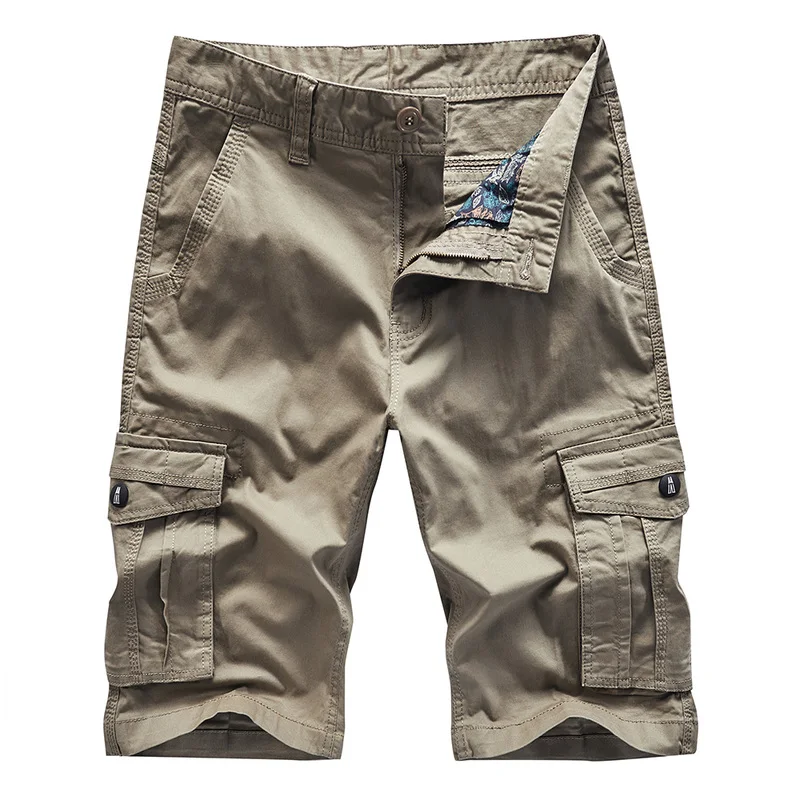 Новые летние шорты из 100% хлопка Мужская одежда повседневные однотонные прямые