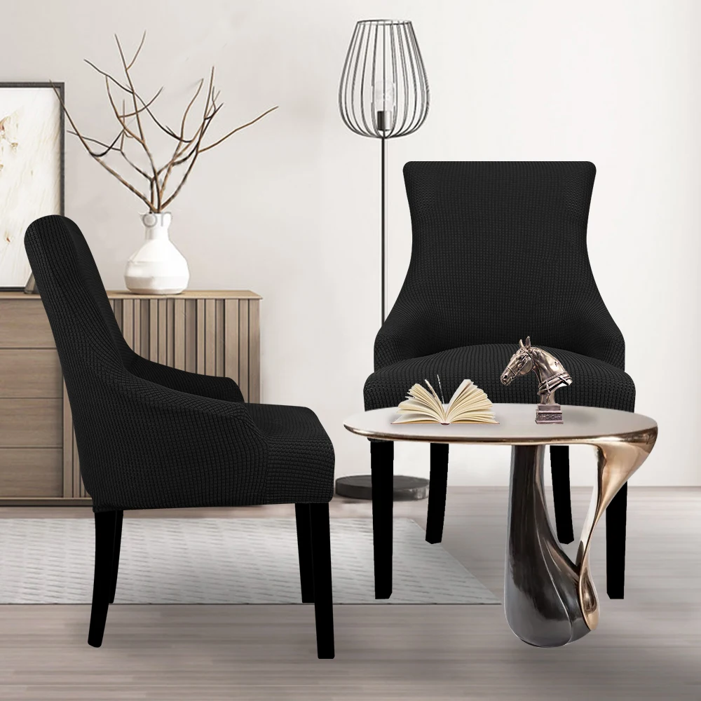 

Soft Sloping Arm And King Back Dining Chair Cover Spandex Floral Furnture Decoration Elastic Stretch Wing Chair Cover Slipcover