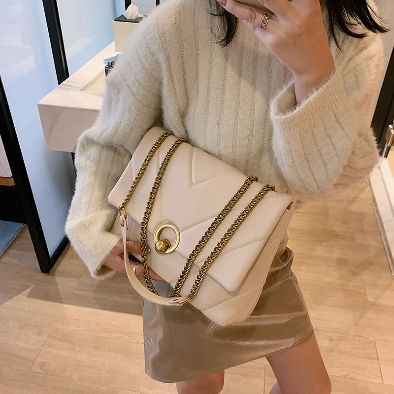 Маленькая цепочка из искусственной кожи элегантные сумки через плечо для женщин