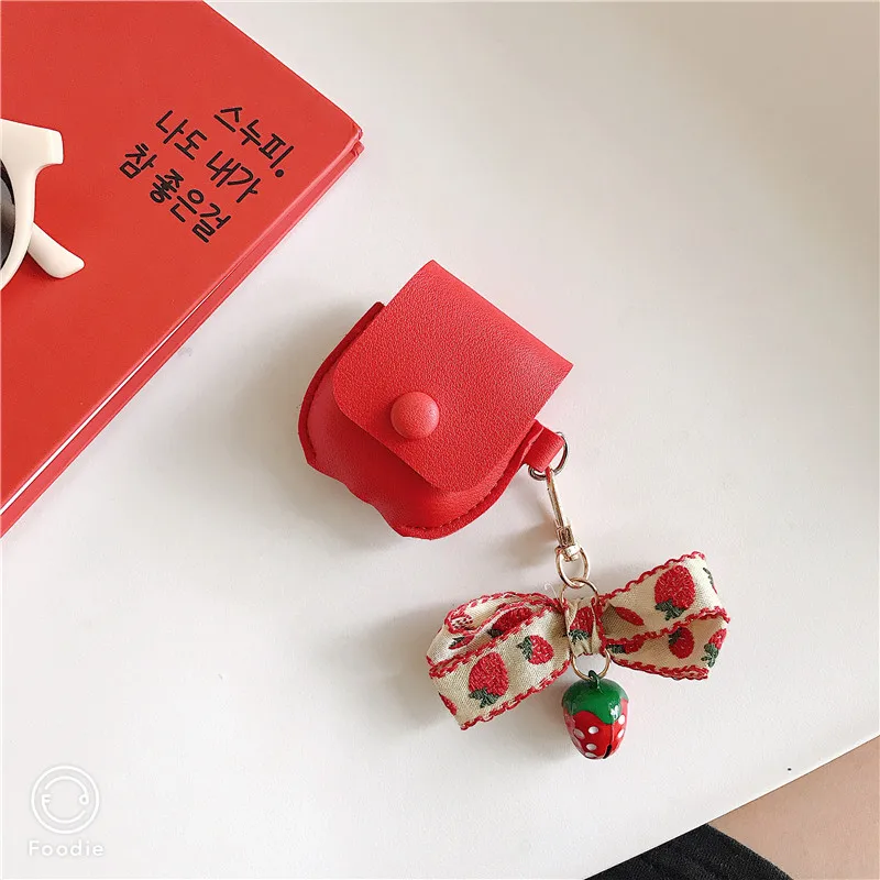 Чехол для AirPod 2 чехол с красным клубничным бантом беспроводные Bluetooth наушники