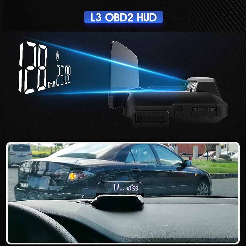 Автомобильный проектор OBD2 скорости L3 дисплей HUD индикатор км/ч измеритель