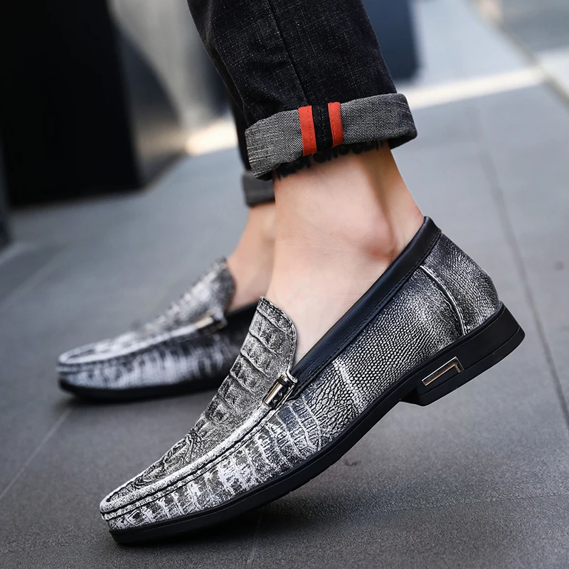 Casual Men Loafers Shoes Handmade Patina genuine Leather Mans Footwear Slip-On Flat shoes moccasins Zapato Hombre 5 | Обувь