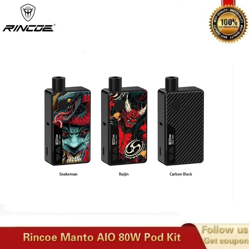 Оригинальный набор для вейпа Rincoe Manto AIO 80 Вт картридж 3 мл с боксмодом одна батарея