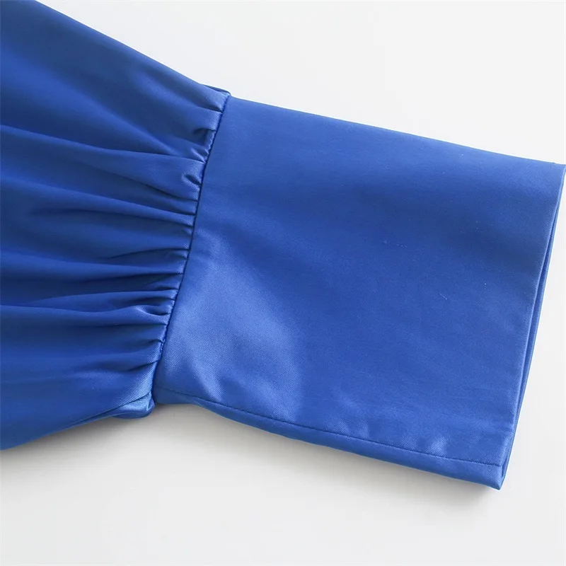 Блузка женская однотонная Асимметричная на пуговицах с длинным рукавом и