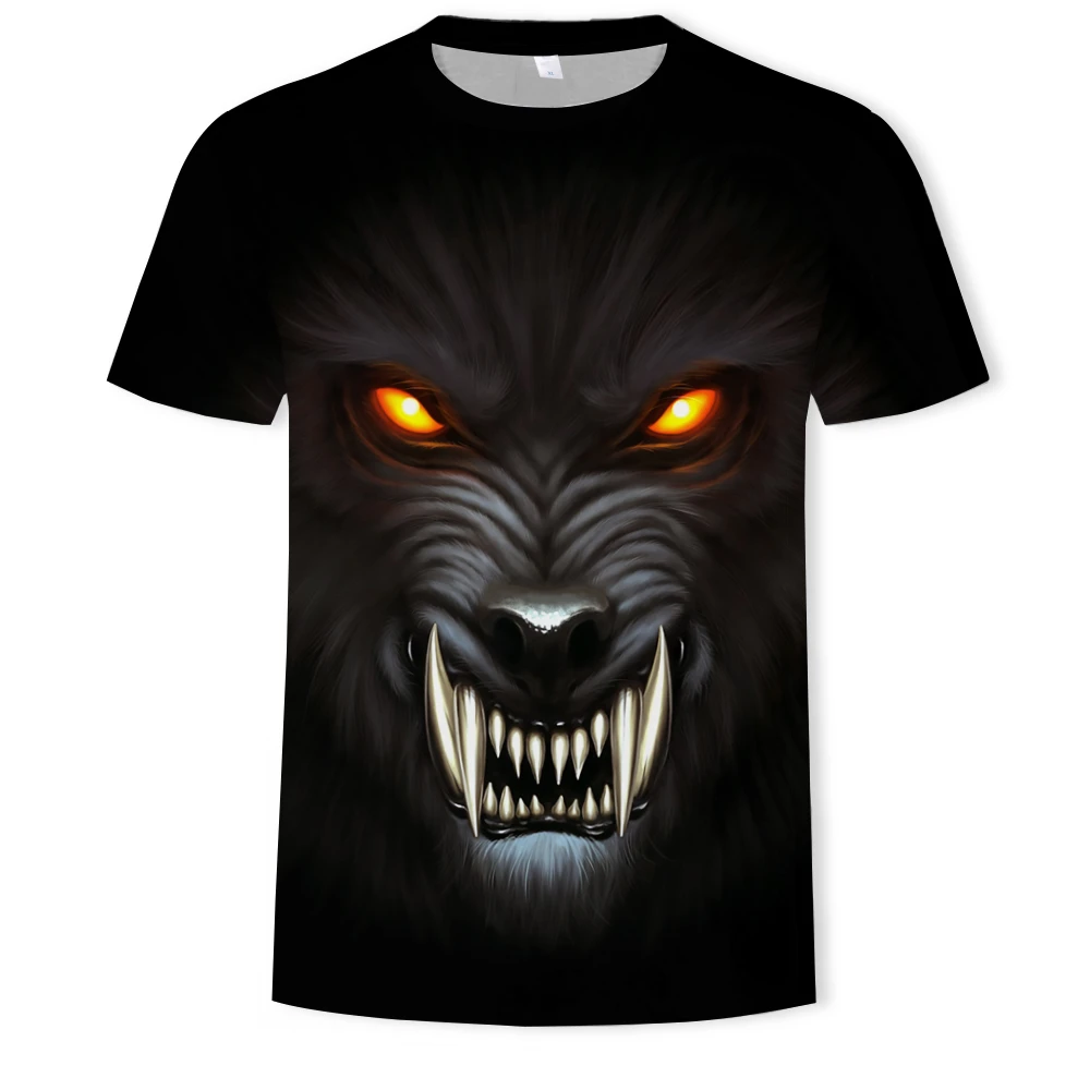 

Factory direct selling summer men's short sleeve fashion t-shirt men's latest 6xl wolf fox 3D printing animal cool funny t-shirt