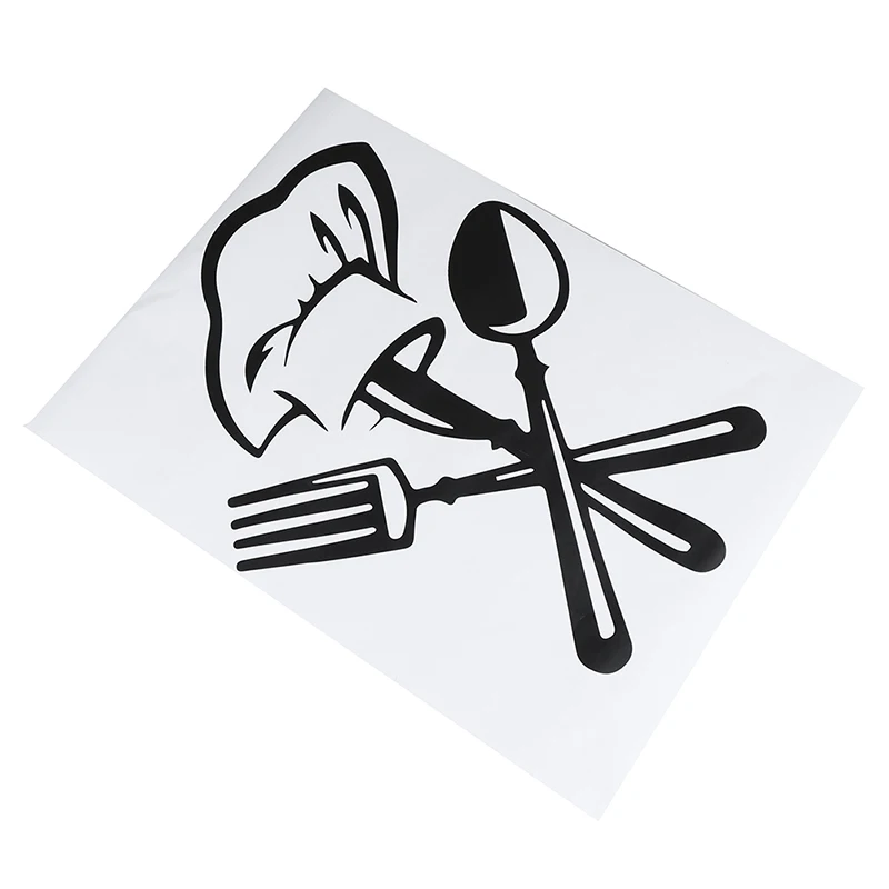 Creative Cutlery Knife Fork Chef Hat Wall Sticker For Kitchen Restaurant Decoration Mural Decals Wallpaper Home Decor Stickers | Дом и сад