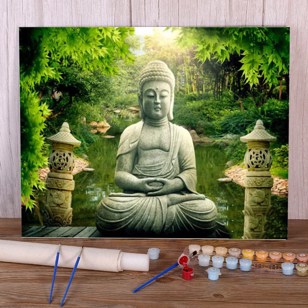 Набор для рисования по номерам на холсте с изображением Будды 40 х50 | Дом и сад