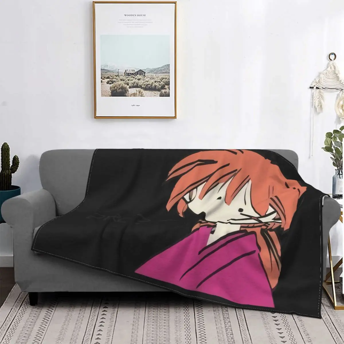 

Rurouni Kenshin Himura-Manta con capucha para niños, para cama colcha, a cuadros