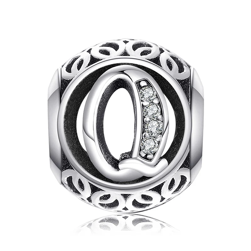 JewelryPalace Винтаж письмо A-R кубического циркония Aucthentic стерлингового серебра 925 Шарм браслет DIY ювелирных подарки для нее - Окраска металла: Q