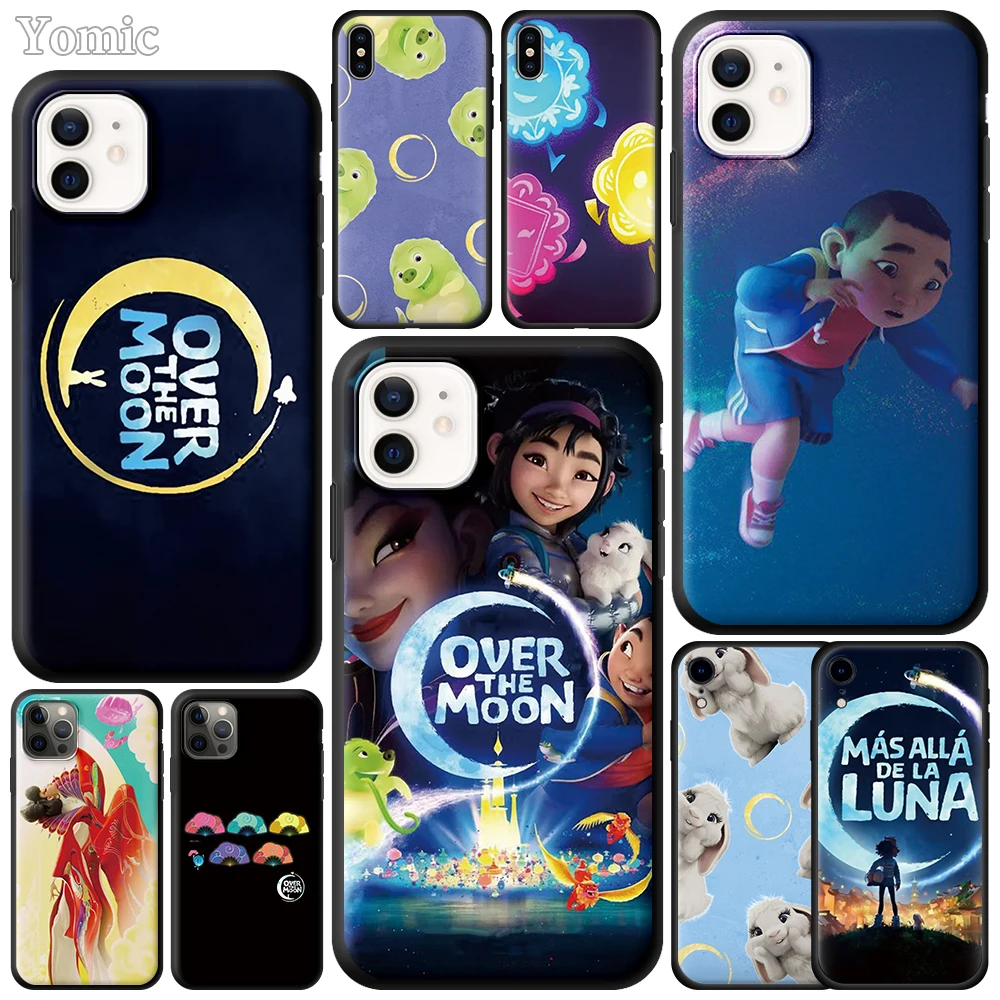 Черный чехол Over The Moon для iPhone 12 Mini 11 Pro XR XS MAX X 7 8 6 6S Plus 5 5S SE 2020 мягкий телефона из