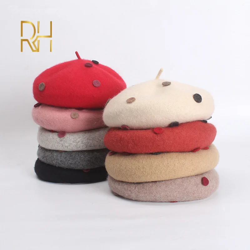 Женский модный шерстяной зимний берет в винтажном стиле горошек британский