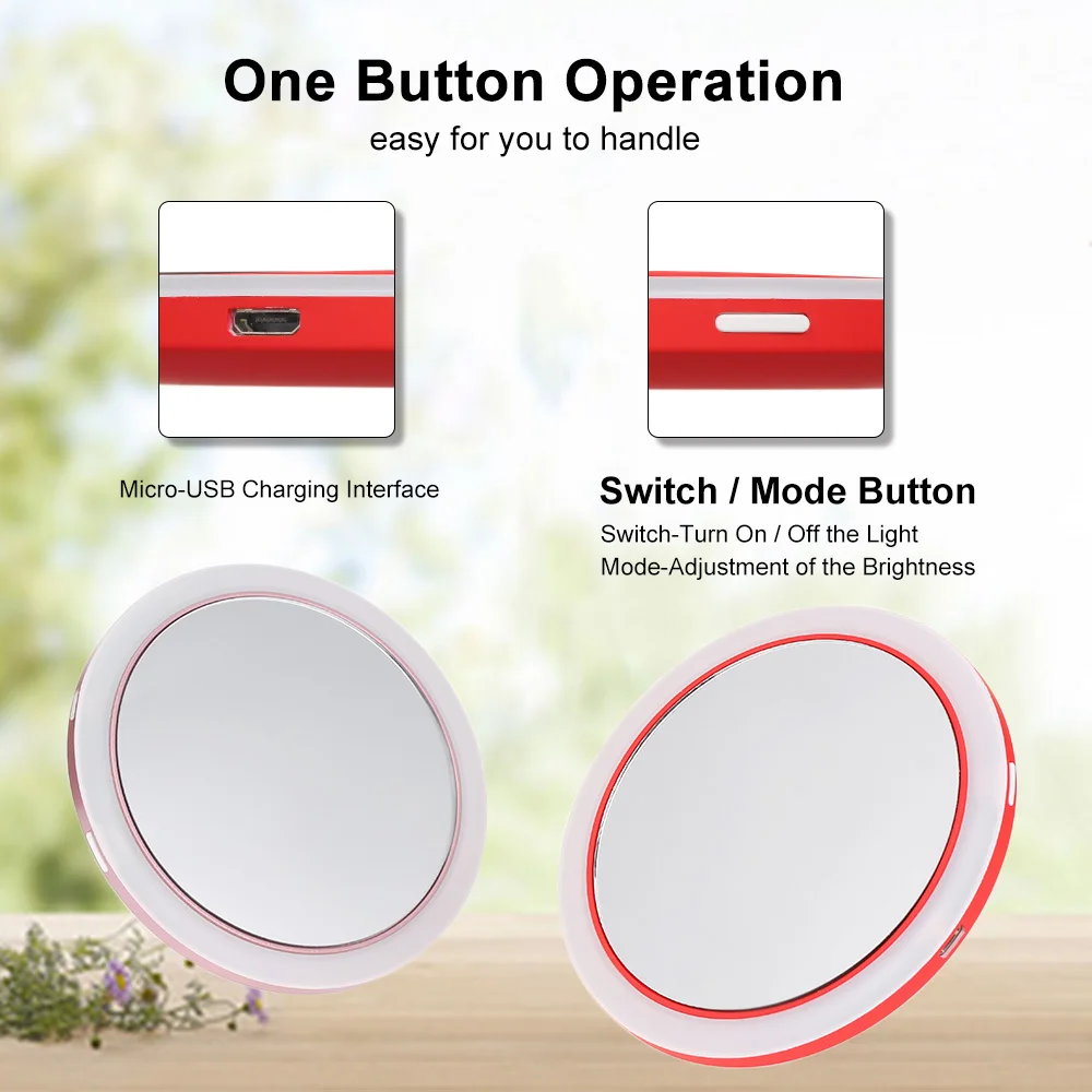 2-в-1 зеркало с подсветкой светодиодный портативное для макияжа Беспроводной