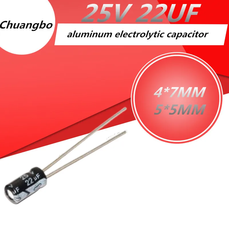 

20pcs-100pcs 25V22UF 4*7MM 5*5MM Higt quality Aluminum electrolytic capacitor 25V 22UF