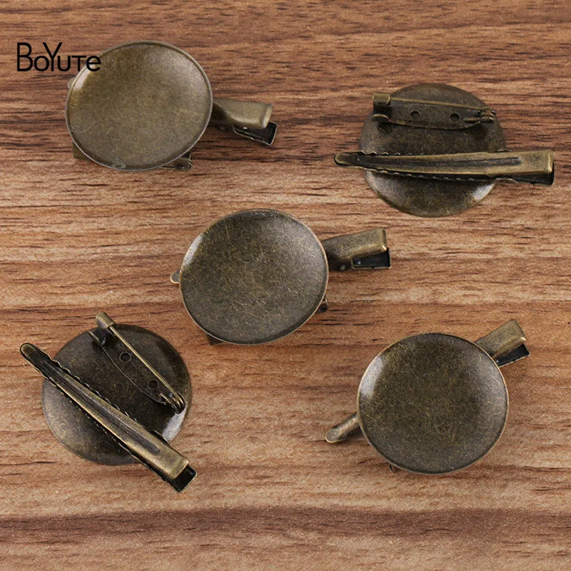 BoYuTe (50 Pieces/Lot) 25MM 30MM Blank Pad Brooch Base Antique Bronze Plated Vintage Diy Jewelry Accessories