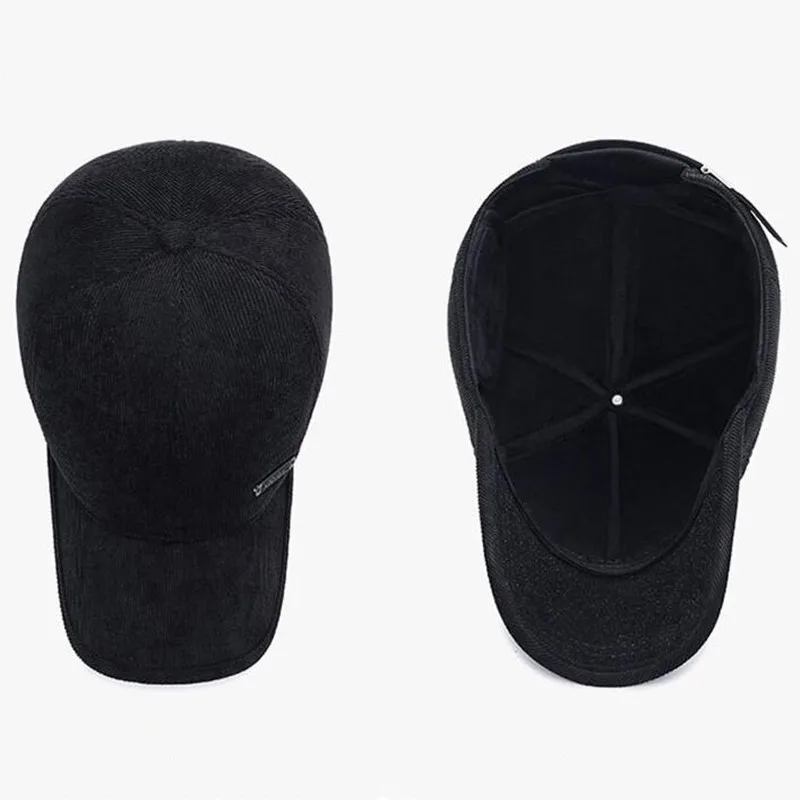 

SHALUOTAOTAO Adjustable Size Thicken Thermal Corduroy Baseball Cap For Men's Trend Leisure Ear Protection Brands Winter Hat New