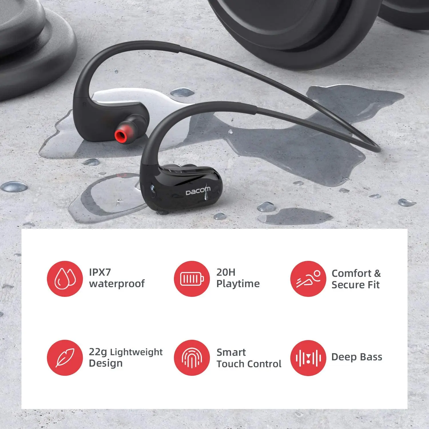 Bluetooth-наушники Dacom Athlete с микрофоном и поддержкой Bluetooth 4 1 | Электроника