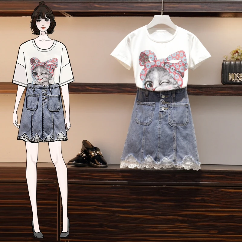 HAMALIEL Summet комплект из двух предметов 2020 новинка женская футболка с принтом кота +