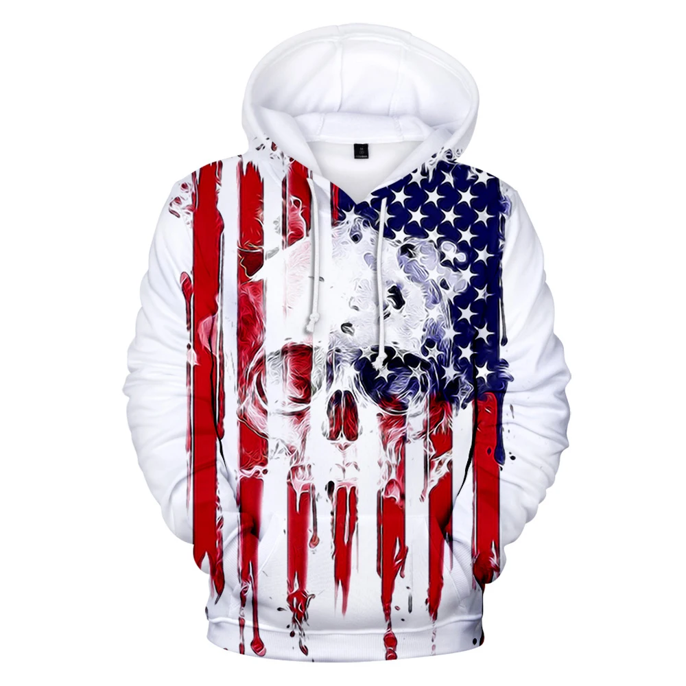 

Aikooki USA Hoodies Men Sweatshirt JULY FOURTH Hooded United States America Independence Day Hoody Mens National Flag Tops Coats