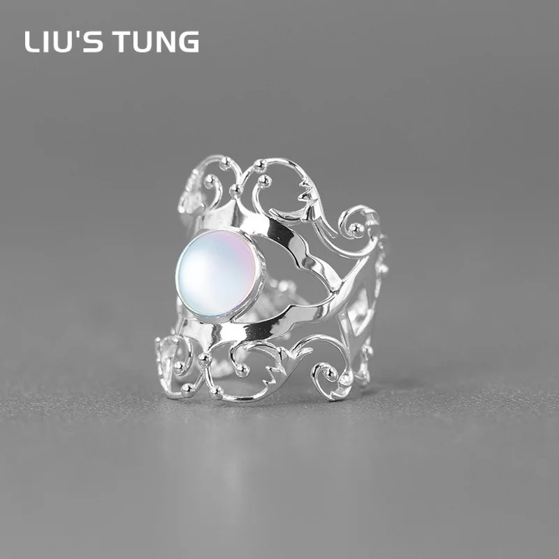 

LIU'S TUNG Moonlight Роскошные и женские реальные бриллиантовые Серебристые цветные глазурованные Открытые Кольца для женщин бижутерия