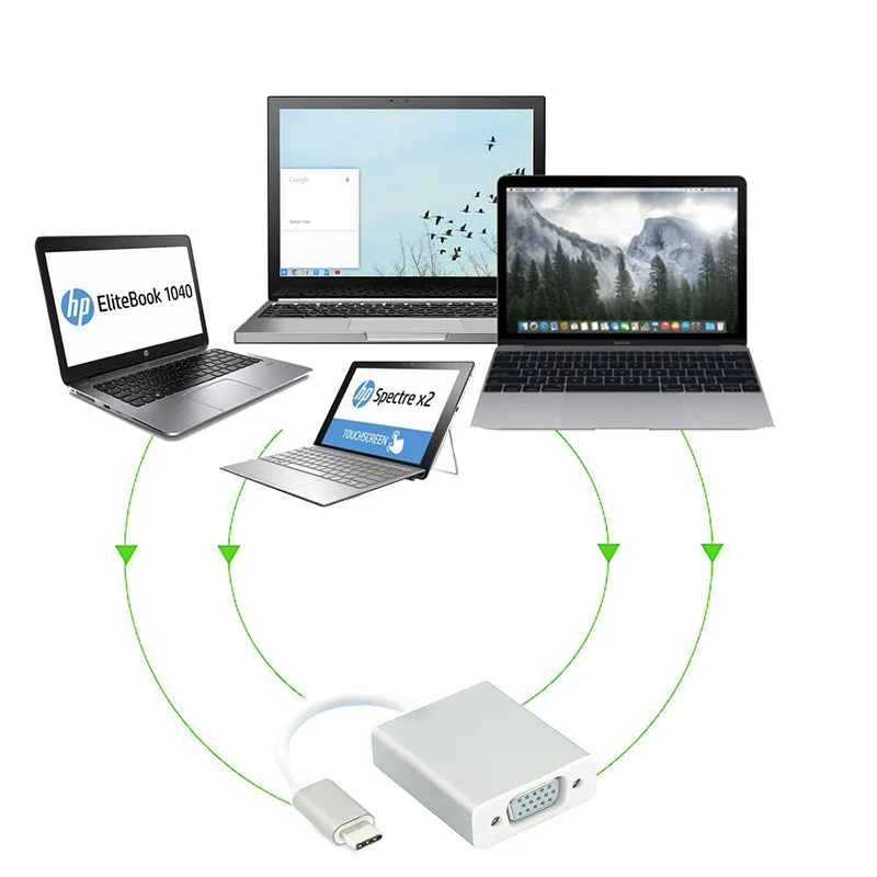 Bkscy USB C к VGA адаптер 3 1 Тип женскому кабель для нового Macbook 12 дюймов Chromebook Pixel Lumia