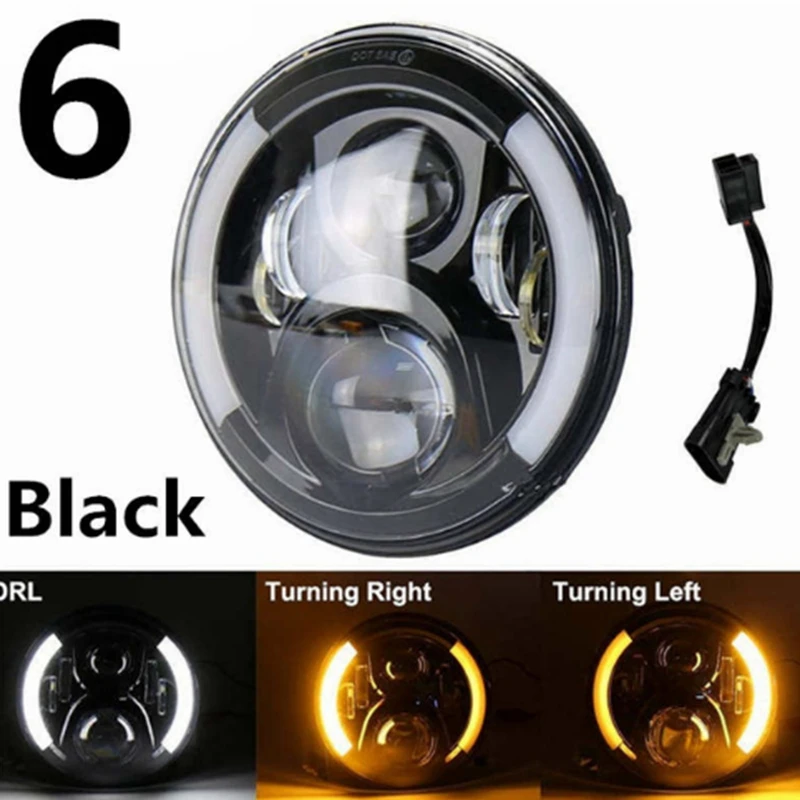 Круглый 7 &quotМотоцикл черный проектор мотор HID светодиодный светильник лампа