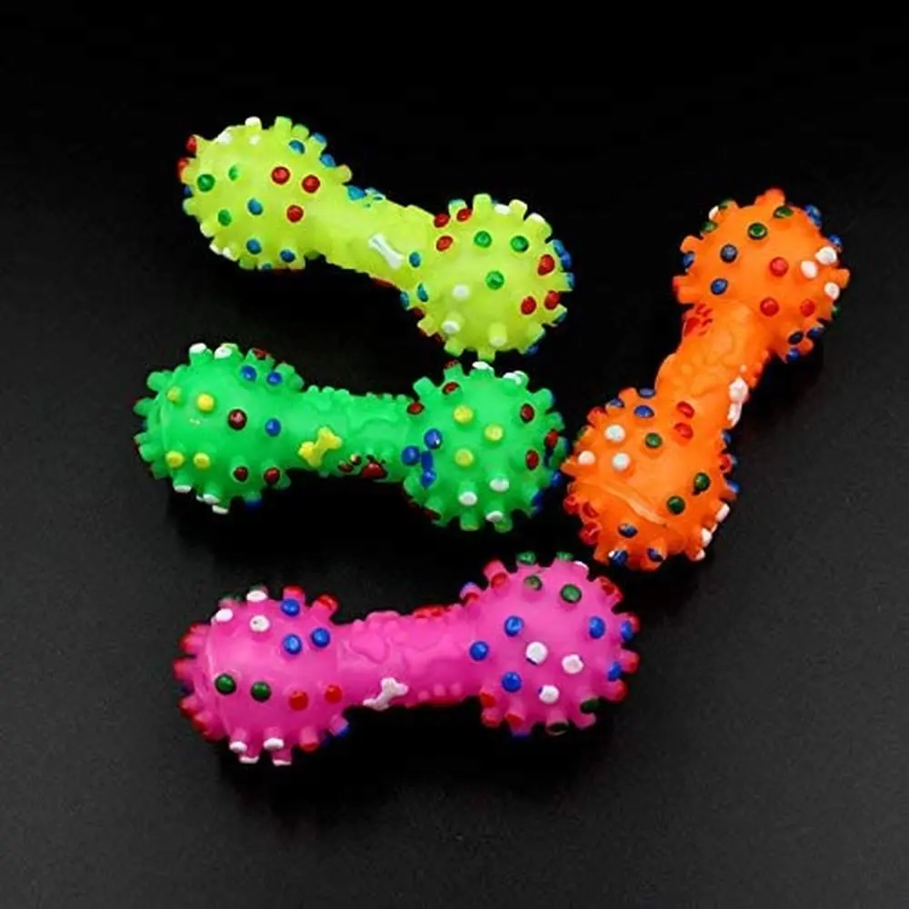 1pcs Pet Dog Cat Puppy Sound Polka Dot Squeaky Toy Rubber Dumbbell Chewing Funny | Дом и сад