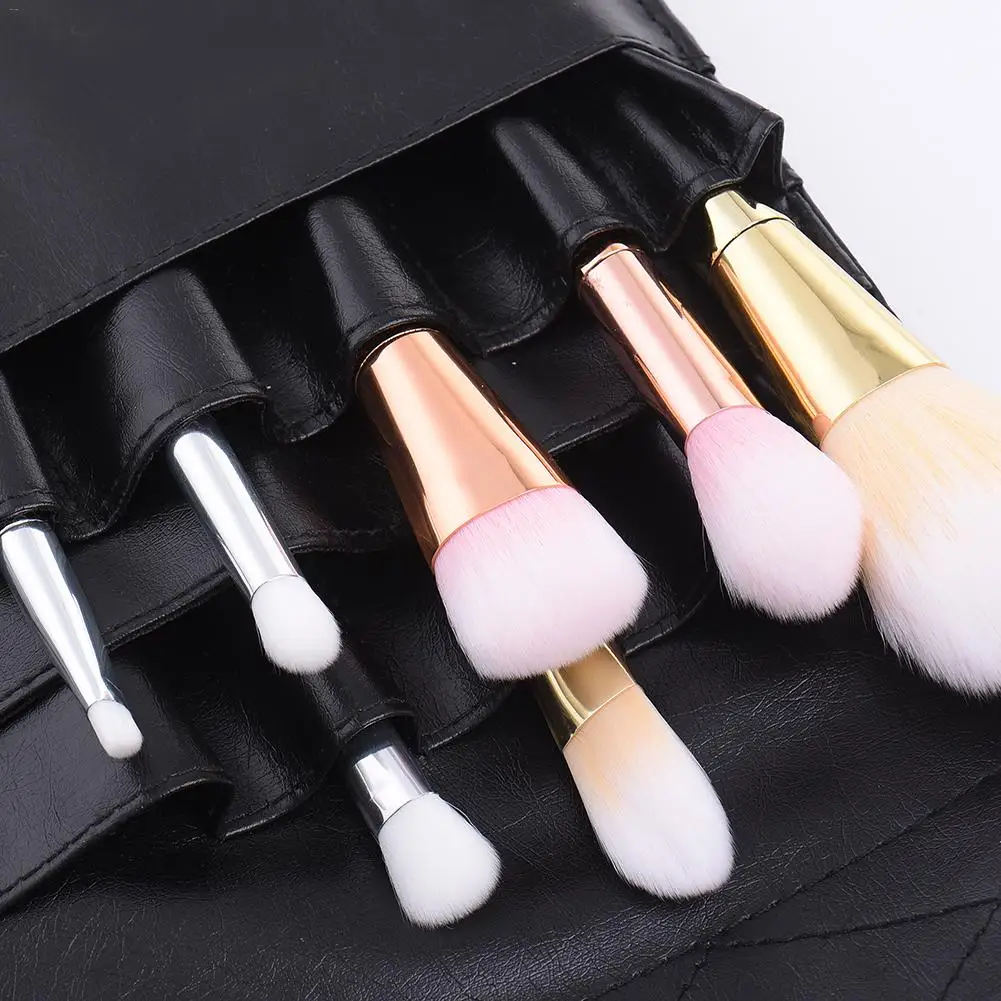 Черный кожаный чехол профессиональный косметический фартук для кистей макияжа