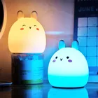 Детский ночной Светильник силиконовые кролик лампа сенсорный выключательдистанционного Управление кролик ночной Светильник для USB Перезаряжаемые прикроватная лампа