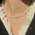 Белый жемчуг с бисером чокер ожерелье для женщин элегантное свадебное ожерелье для девушек ошейник цепи из бисера ожерелье Модные украшения 2021