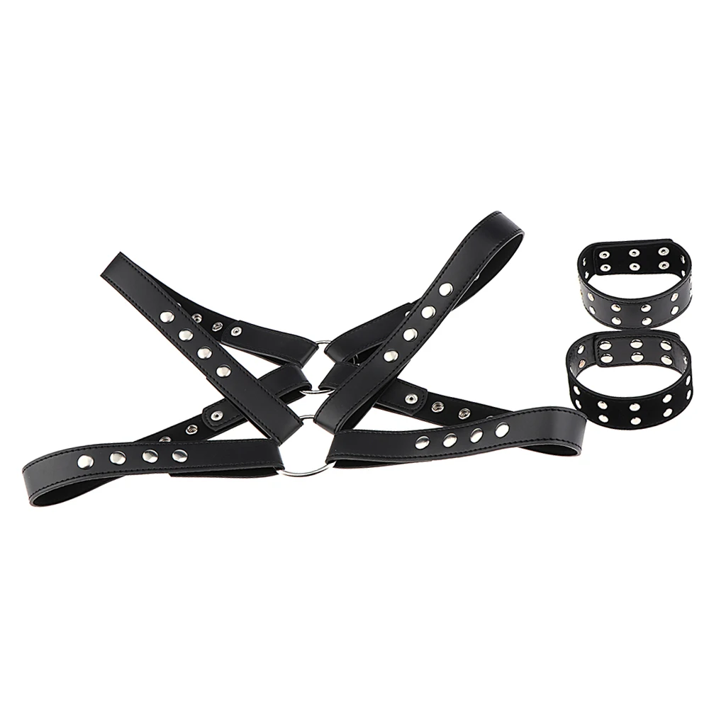 Черный нагрудный ремень для тела панк готика из искусственной кожи с кольца