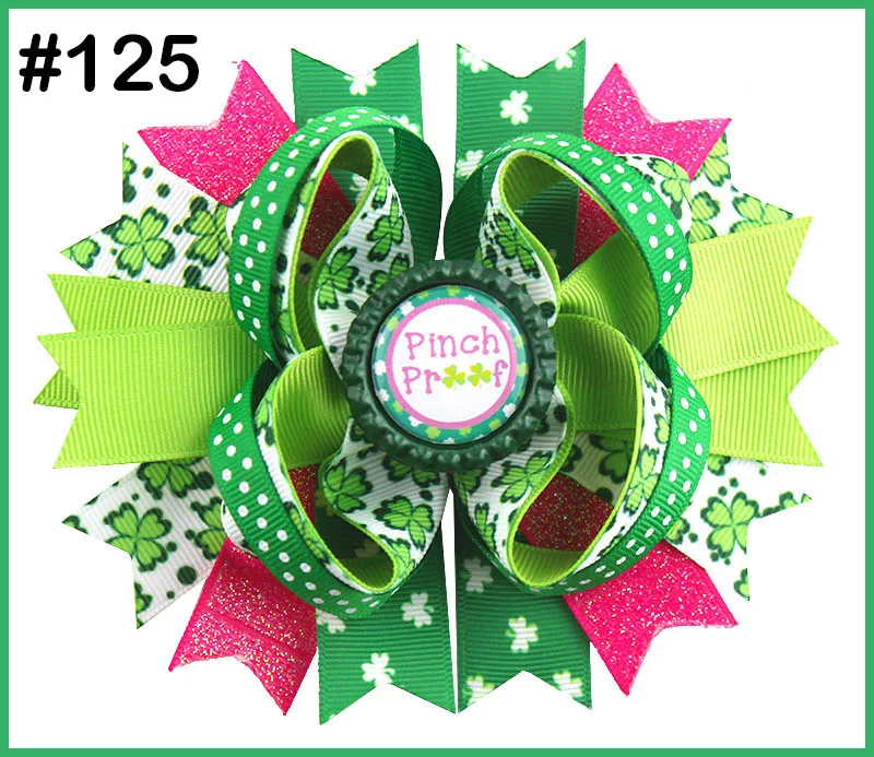 Новинка, 60 шт., Бант на День Святого Патрика, ангел, День Святого Патрика, бутик стиль, бант для волос, трилистник, ленты, банты
