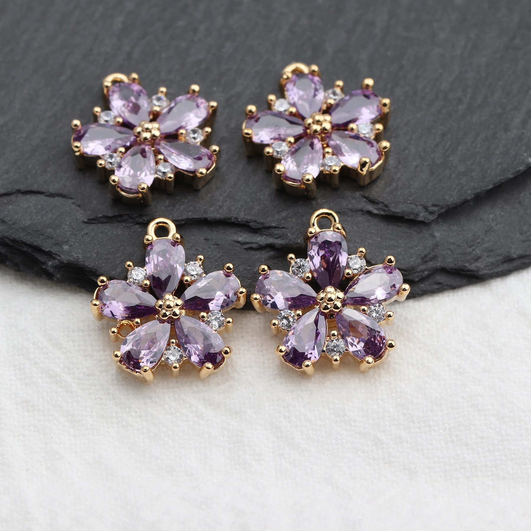 

Sanying M609,jewelry making accessories,18k gold plated,flower shaped,diy earring zircon pendant,jump ring,hand made,10pcs/lot