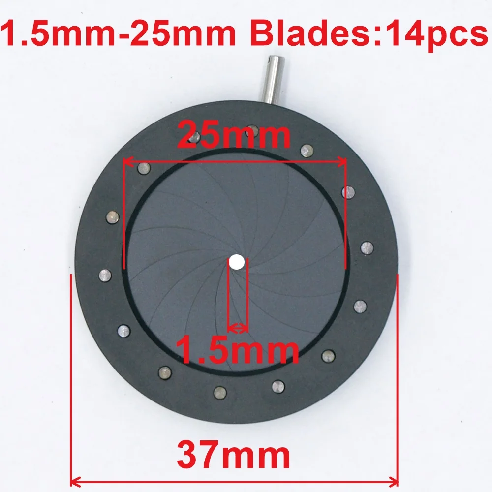 

1.5-25mm Aperture Variable Optical Iris Diaphragm Camera Light Condenser Microscope Accessory 14 Blades