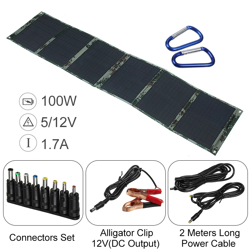 100W складное зарядное устройство для солнечных батарей 5 V/12 V 3A двойное usb-выходное устройство складные панели солнечных батарей для смартфонов ноутбуков планшетов на открытом воздухе